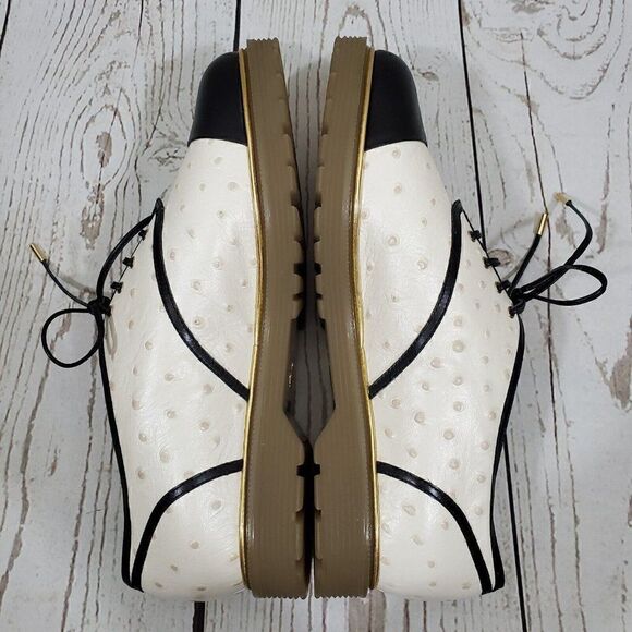 Charlotte Olympia Derby Oxford Womens Size 39 US 9 Ostrich Embossed Leather - Picture 8 of 13